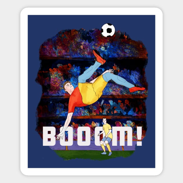 Booom- man kicking soccer ball Magnet by SW10 - Soccer Art